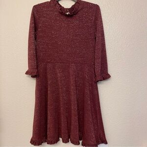 Cat & Jack formal girls fall holiday red long sleeve mock neck dress L 10-12
